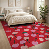 Red Vibrant Cherry Pattern Area Rug