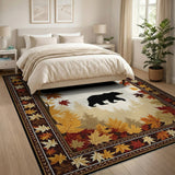 Majestic Black Bear Autumn Forest Rug
