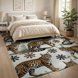 Majestic Lynx Snowflakes Pattern Rug