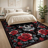 Red Roses Sugar Skull Area Rug
