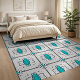 Geometric Modern Teal Geometric Modern Area Rug