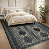 Black White Oversized Diamond Heritage Tribal Rug