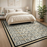 Geometric Arch Grid Beige Area Rug