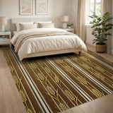 Golden Wheat Stalk Vertical Stripe Rug