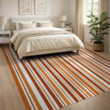 Bold Orange Vertical Stripe Area Rug