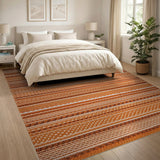 Bold Orange Striped Woven Southwestern Rug