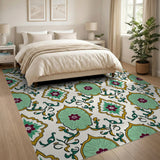 Teal Magenta Persian Floral Area Rug