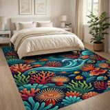 Multi-color and Patterns Vibrant Coral Reef Underwater Area Rug