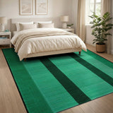 Vibrant Green Vertical Stripe Woven Rug