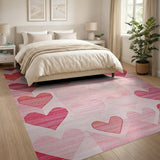 Ombre Hearts Pink Geometric Area Rug