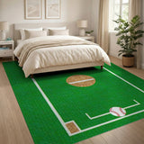 Green Baseball Field Kids Area Rug