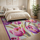 Vibrant Pink Tulip Floral Area Rug