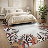 Vibrant Multi-Color Feather Leaf Frame Rug