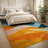 Blue Teal Abstract Wave No. 3 Area Rug