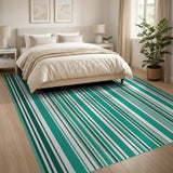 Blue and Teal Teal Vertical Stripe Area Rug