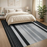 Bold Black and White Bold Black White Striped Geometric Area Rug