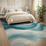 Teal Ocean Wave Swirl Area Rug