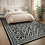 Black and White Intricate Black White Traditional Persian Area Rug