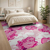 Playful Pink Cartoon Faces Area Rug