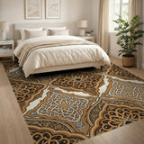 Traditional Persian Elegant Gold Medallion Persian Area Rug