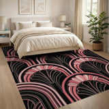 Pink Black Fan Arch Geometric Area Rug