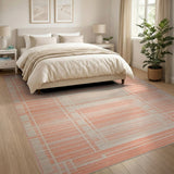 Modern Orange Grid Stripe Area Rug