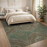 Green Persian Medallion Floral Area Rug