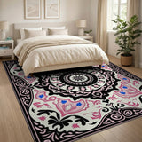 Pink Traditional Persian Pink Mandala Persian Area Rug
