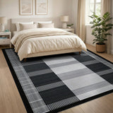Bold Black White Geometric Grid Geometric Modern Area Rug