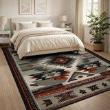 Grey Southwestern Geometric Southwestern Area Rug