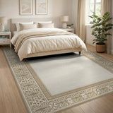 Beige Persian Area Rug with Ornate Border