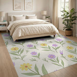 Purple Yellow Daisy Floral Area Rug