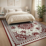 Red Mandala Cream Persian Area Rug