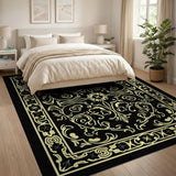 Ornate Gold on Black Traditional Persian Rug