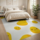 Cheerful Yellow Cartoon Peanut Pattern Rug