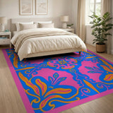 Traditional Persian Multi-color and Patterns Vibrant Pink Persian Medallion Area Rug