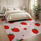 Pink Playful Strawberry Pattern Pink Area Rug
