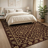 Ornate Gold Floral Diamond Persian Rug