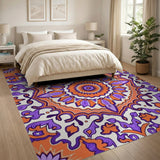 Vibrant Purple Orange Mandala Persian Rug