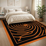 Hypnotic Orange Swirl Geometric Area Rug