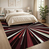 Red Red Starburst Geometric Area Rug