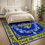 Navy Blue Gold Ornate Persian Area Rug