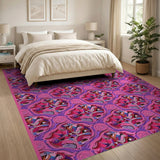 Vibrant Pink Purple Abstract Arch Rug