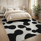 Black White Abstract Blob Area Rug