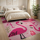 Whimsical Pink Flamingo Shag Area Rug