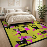Playful Black Cats Cartoon Area Rug