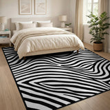 Abstract Area Black White Abstract Wave Area Rug