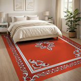 Red Traditional Persian Floral Mandala Rug
