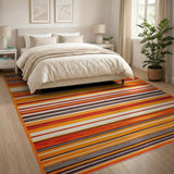 Vibrant Orange Horizontal Stripe Rug