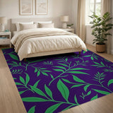 Purple Eucalyptus Leaf Silhouette Area Rug